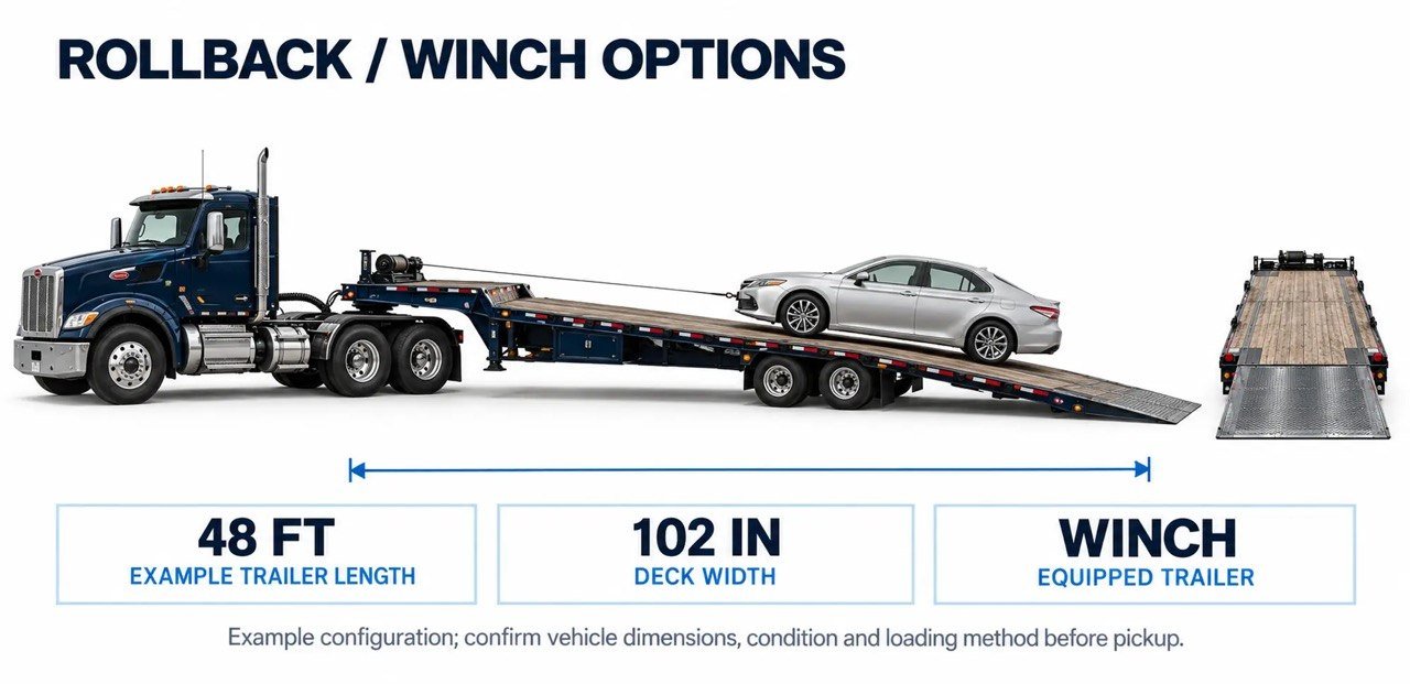Illustration of a rollback truck with a winch